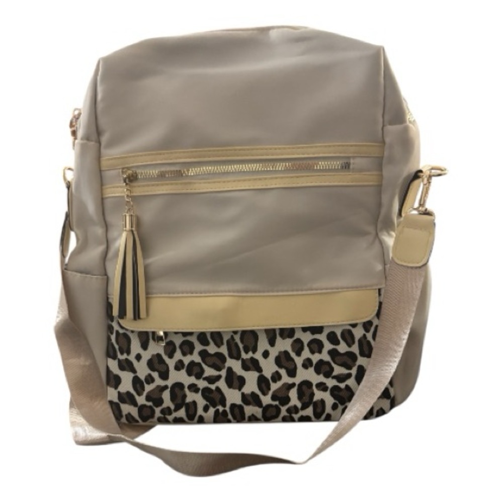 Stylish Beige and Leopard Print Women's Bag
